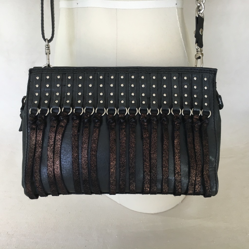 SAK Crossbody in Black Leather with Metallics